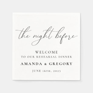 The Night Before Wedding Rehearsal Dinner Welcome Napkin