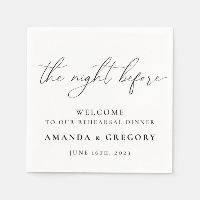 The Night Before Wedding Rehearsal Dinner Welcome Napkin (Front)