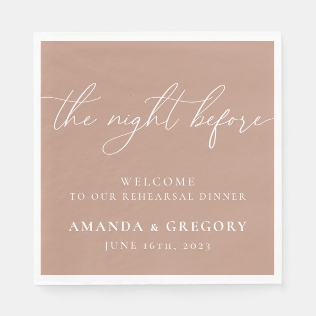 The Night Before Wedding Rehearsal Dinner Welcome  Napkin (Front)