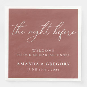 The Night Before Wedding Rehearsal Dinner Welcome  Napkin