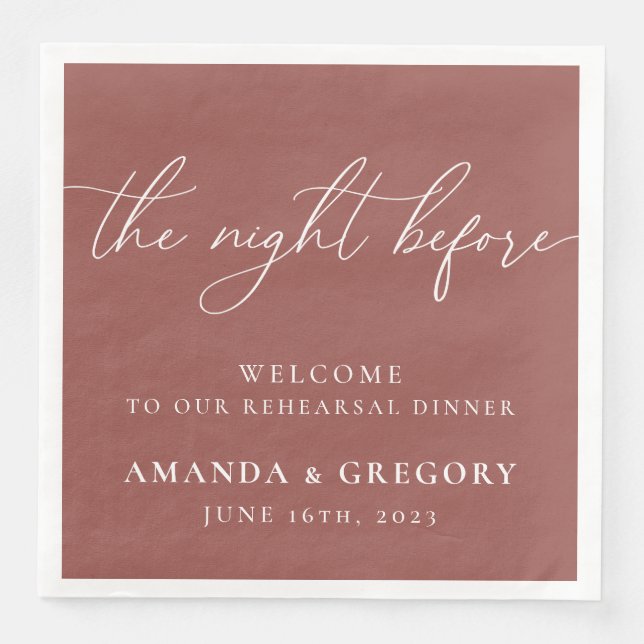 The Night Before Wedding Rehearsal Dinner Welcome  Napkin (Front)