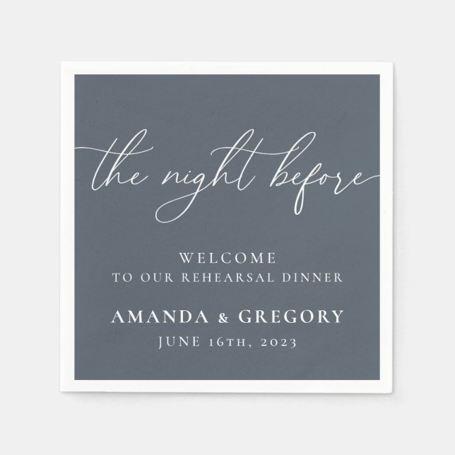 The Night Before Wedding Rehearsal Dinner Welcome  Napkin (Front)