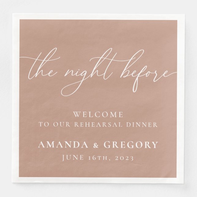 The Night Before Wedding Rehearsal Dinner Welcome  Napkin (Front)