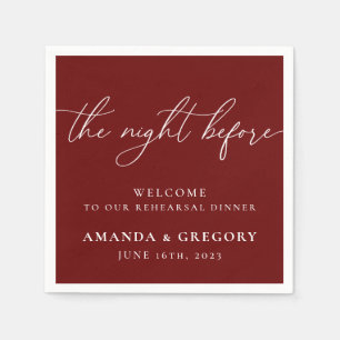 The Night Before Wedding Rehearsal Dinner Welcome Napkin