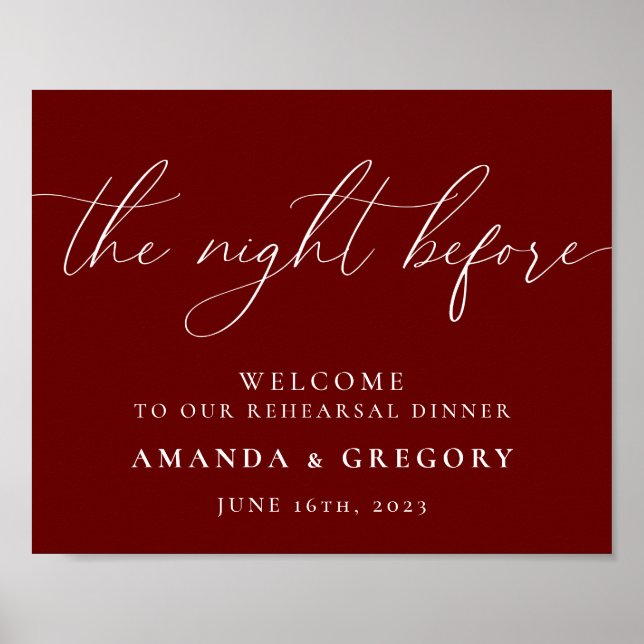 The Night Before Wedding Rehearsal Dinner Welcome  Poster (Front)