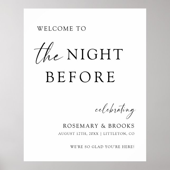 The Night Before Wedding Rehearsal Dinner Welcome  Poster (Front)