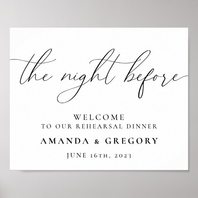 The Night Before Wedding Rehearsal Dinner Welcome Poster (Front)