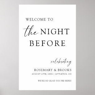 The Night Before Wedding Rehearsal Dinner Welcome Poster
