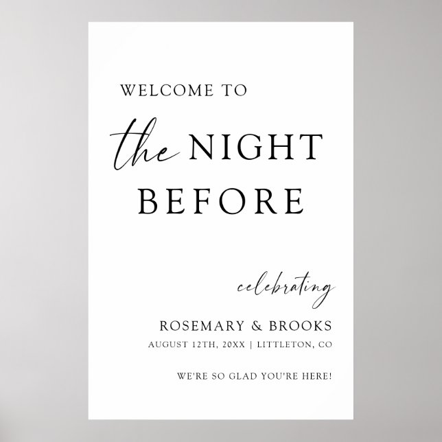 The Night Before Wedding Rehearsal Dinner Welcome  Poster (Front)