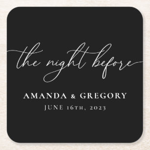 The Night Before Wedding Rehearsal Dinner Welcome Square Paper Coaster