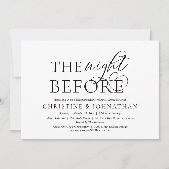 The Night Before, Wedding Rehearsal Party Dinner I Invitation (Front)