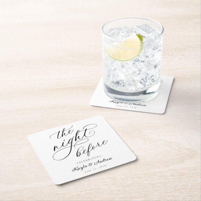The Night Before Wedding Rehearsal Square Paper Coaster (Insitu)