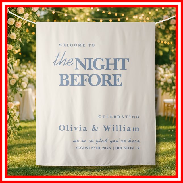 The Night Before Wedding Sign Dusty Blue Backdrop Tapestry (Creator Uploaded)