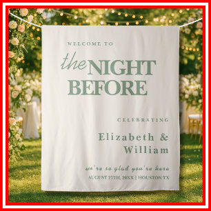 The Night Before Wedding Sign Sage Green Backdrop Tapestry