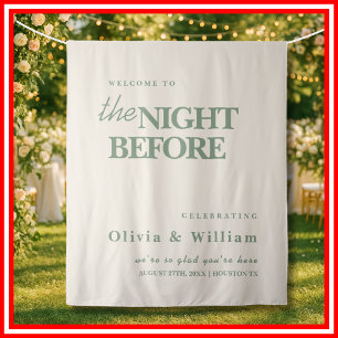 The Night Before Wedding Sign Sage Green Backdrop Tapestry