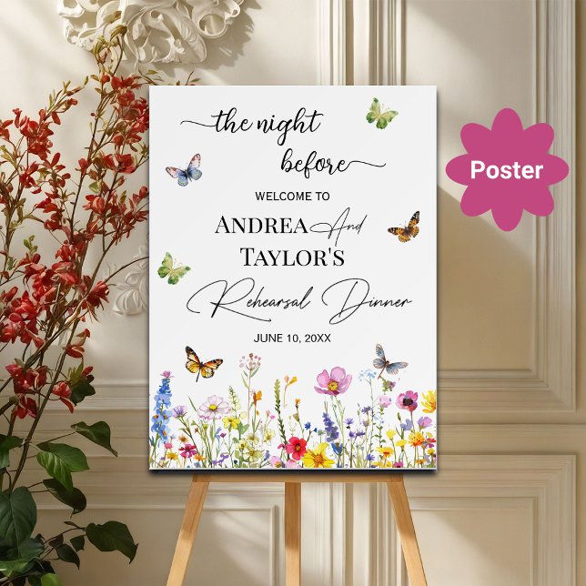 The Night Before Wildflowers Wedding Welcome Poster (Creator Uploaded)
