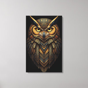 The Night Guardian – Abstract Owl with African Canvas Print
