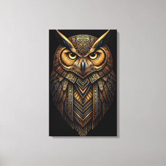 The Night Guardian – Abstract Owl with African  Canvas Print