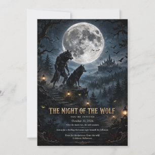 The Night of the Wolf Full Moon Gothic Halloween P Invitation