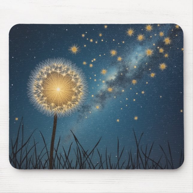 the night sky and dandelions mouse mat (Front)