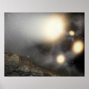 The night sky as seen from a hypothetical plane poster