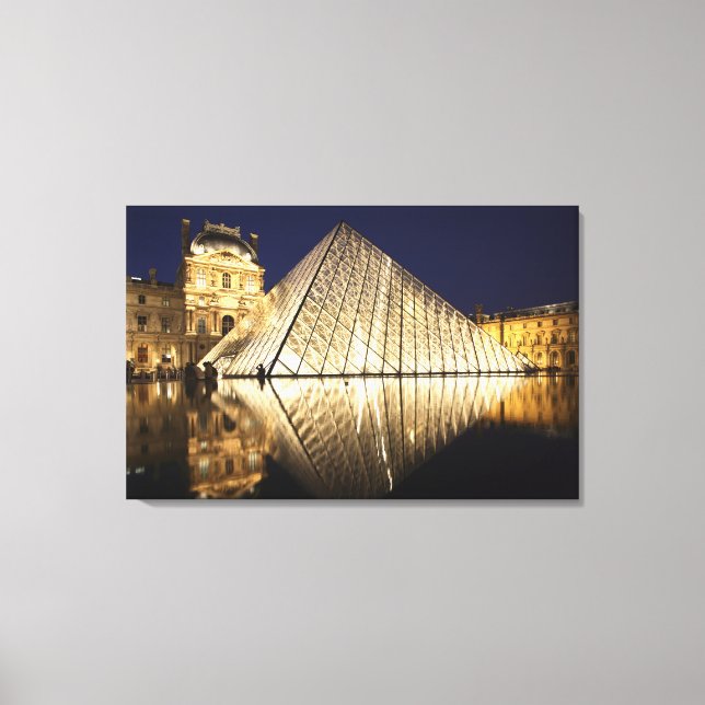 The night view of the glass Pyramid of Musee du Canvas Print (Front)