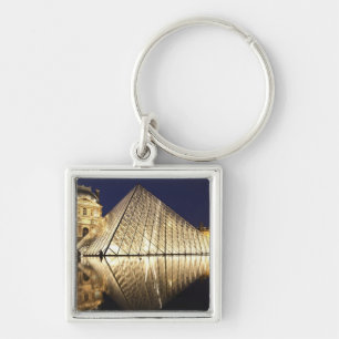 The night view of the glass Pyramid of Musee du Key Ring