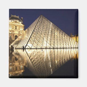 The night view of the glass Pyramid of Musee du Magnet