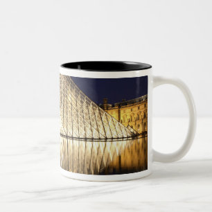 The night view of the glass Pyramid of Musee du Two-Tone Coffee Mug