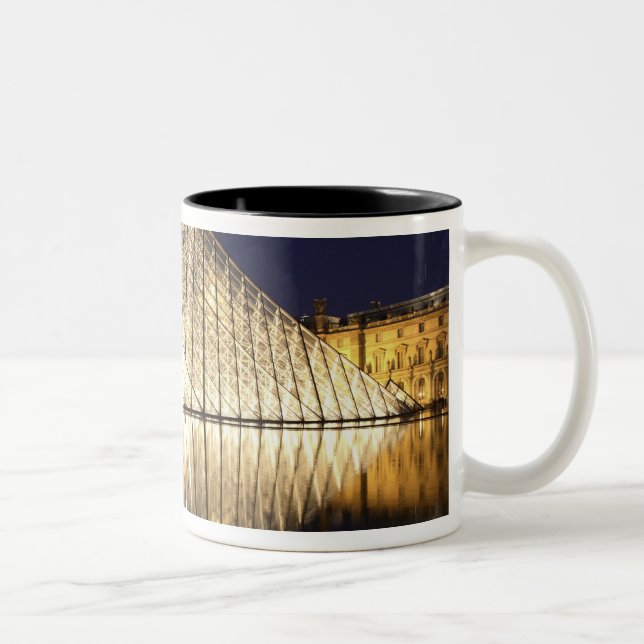 The night view of the glass Pyramid of Musee du Two-Tone Coffee Mug (Right)