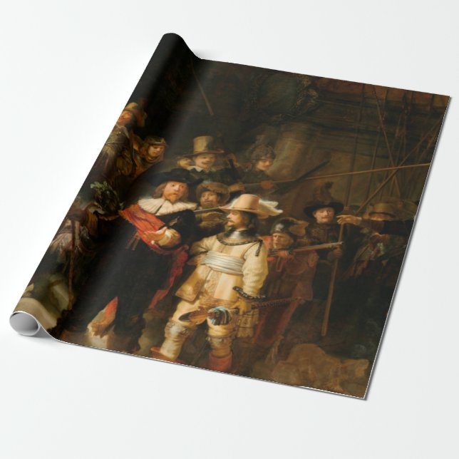 The Night Watch By Rembrandt Wrapping Paper (Unrolled)