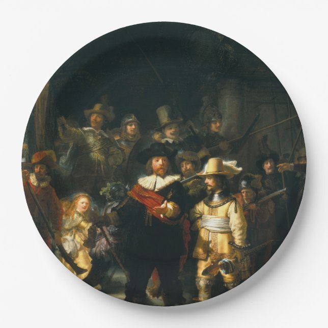 The Night Watch - Rembrandt Paper Plate (Front)