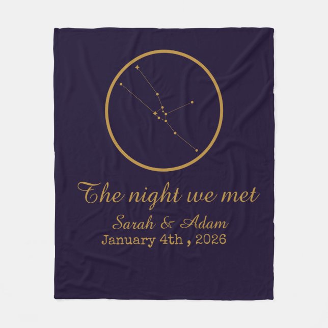 The Night We Met Star Map –Celestial love design Fleece Blanket (Front)
