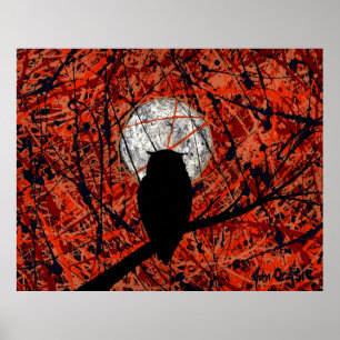 THE NIGHTLY VIGIL (owl / moon art) (large) ~ Poster