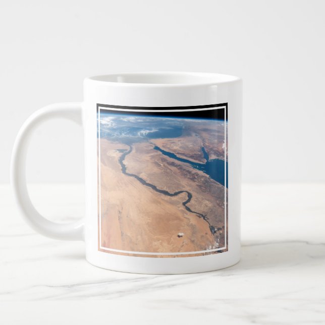 The Nile River, Red Sea And Mediterranean Sea. Large Coffee Mug (Left)