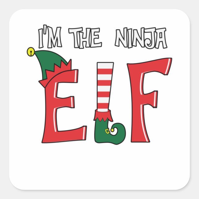 The Ninja Elf Family Matching Christmas Pyjamas Square Sticker (Front)