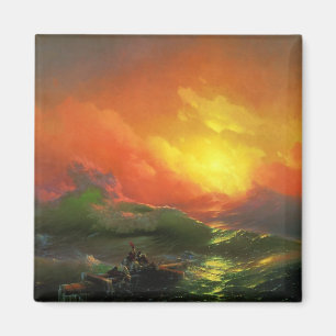 The Ninth Wave (Stormy Sea with Red Sunset) Magnet