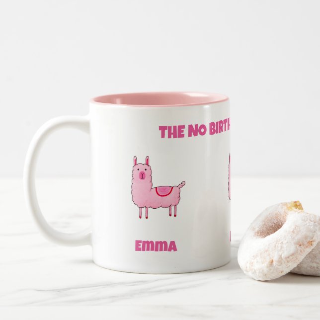 The No Birthday Drama Llama Two-Tone Coffee Mug (With Donut)