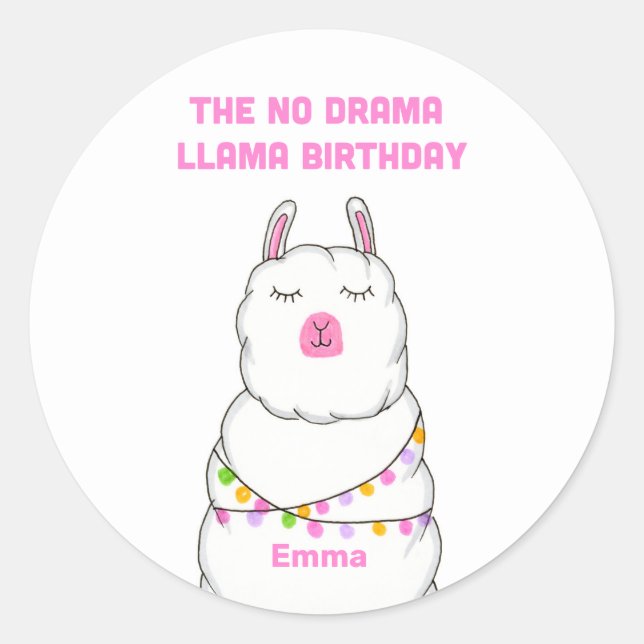 The No Drama Llama  Classic Round Sticker (Front)