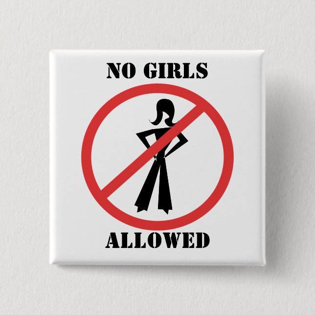 The no symbol No Girls a pictogram not permitted 15 Cm Square Badge (Front)