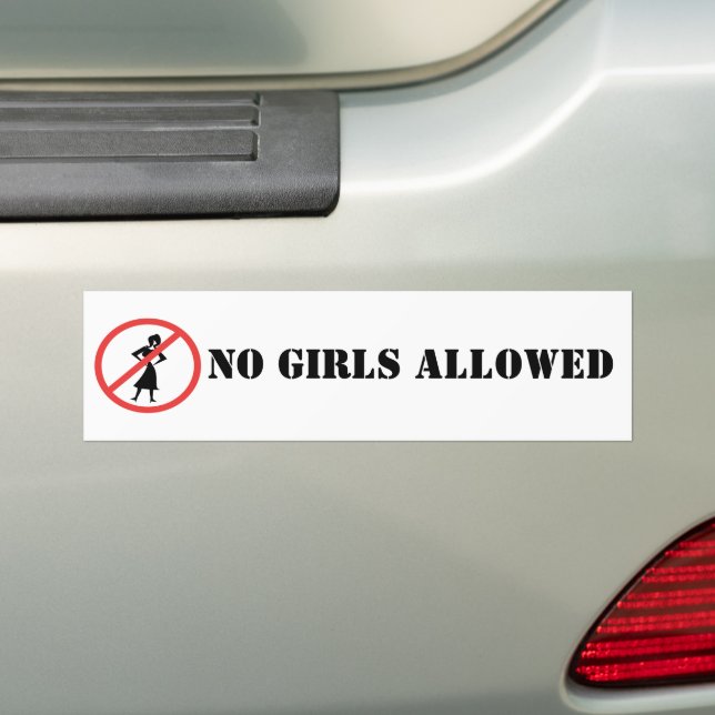 The no symbol pictogram No Girls Allowed Bumper Sticker (On Car)