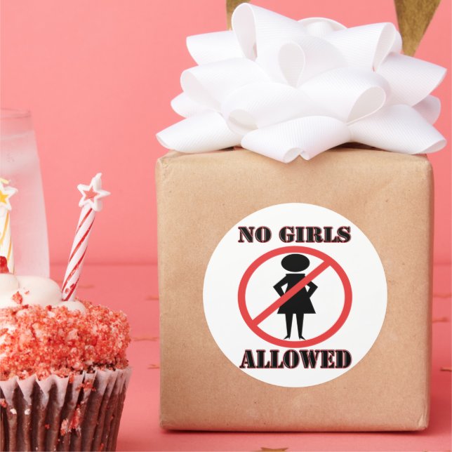 The no symbol pictogram No Girls Allowed Classic Round Sticker (Party)