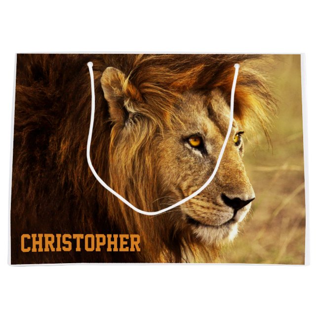 The Noble Lion Photograph Large Gift Bag (Front)