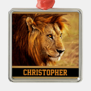 The Noble Lion Photograph Metal Tree Decoration