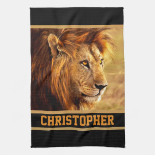 The Noble Lion Photograph Tea Towel