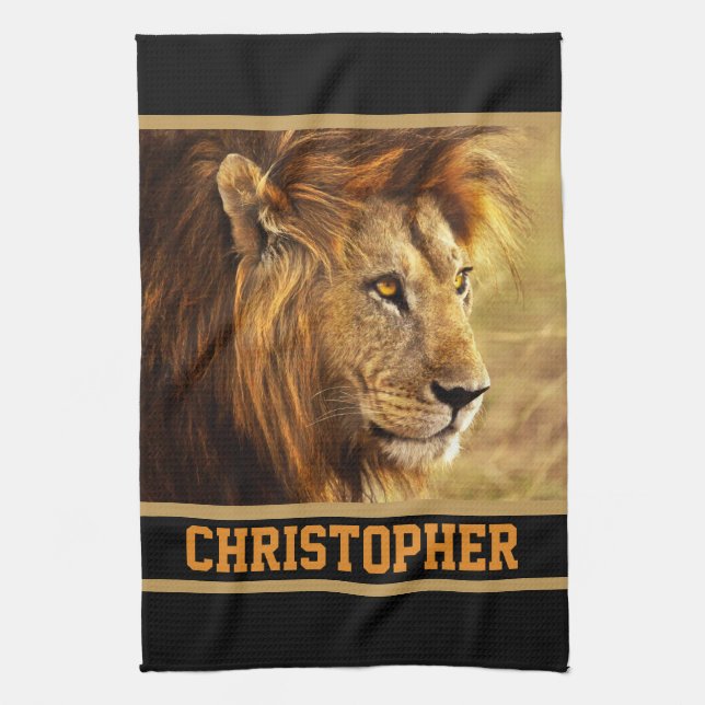 The Noble Lion Photograph Tea Towel (Vertical)