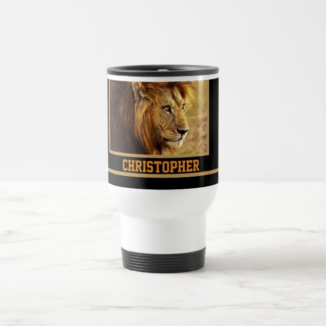 The Noble Lion Photograph Travel Mug (Center)