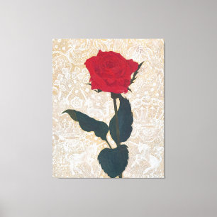 The Noble Rose: Japanese Art with Mythic Touch Canvas Print