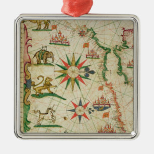 The North African Coast, from a nautical atlas Metal Tree Decoration