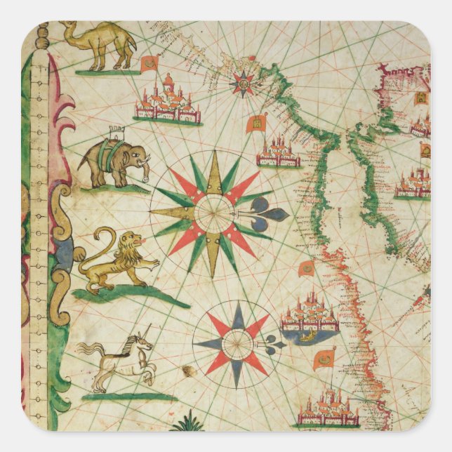 The North African Coast, from a nautical atlas Square Sticker (Front)